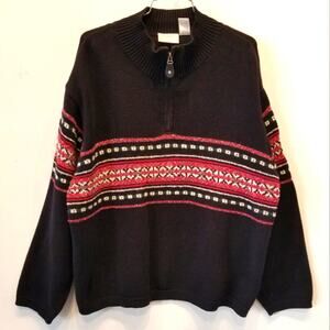 Liz & Company Vintage Cotton Ski Sweater Gift Aztec Print Warm‎ Pullover Size 2X